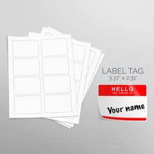 Load image into Gallery viewer, Picture of Sheets of paper with Die-Cut Rectangles Stickers &quot;Hello my name is sticker&quot;