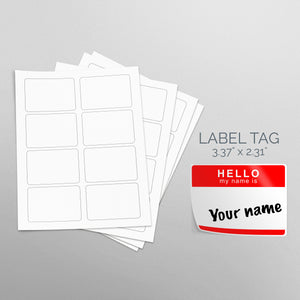 Picture of Sheets of paper with Die-Cut Rectangles Stickers "Hello my name is sticker"