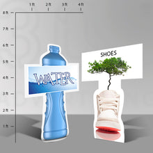 Load image into Gallery viewer, Picture of a bottle of war stand alone sign and a shoe with a tree stand alone sign