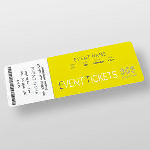 Concert Ticket laying on white background